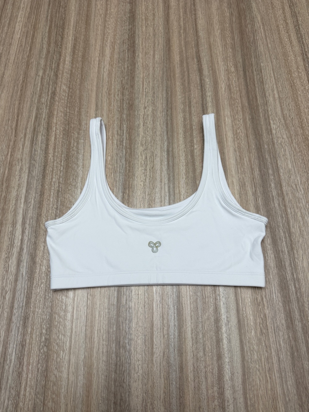 Aritzia TNA Golden Mini Bra Top in Butter Material in White Size Medium A/B Cup